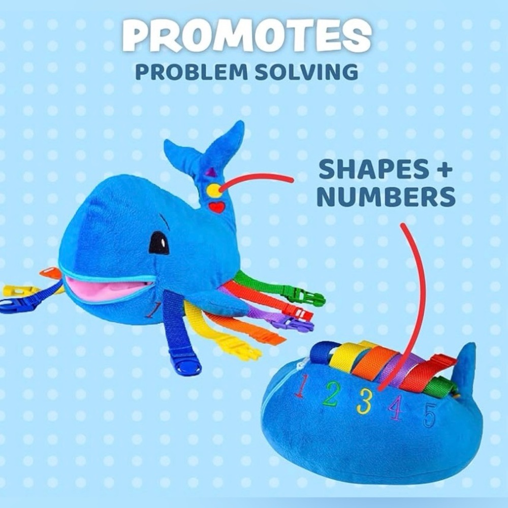 Buckle Toys Blue Plush Whale Stuffed Animal - Kids Toy - Picture 9 of 9